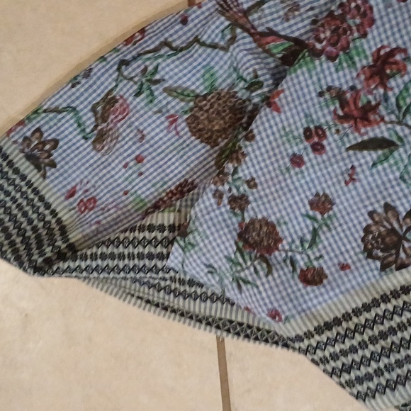 🔥🔥🔥Anthropologie amet & ladoue wrap sarong scarf birds gingham 78 × 28 - Picture 11 of 14